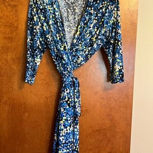 Blue Polka Dot Wrap Dress - Women